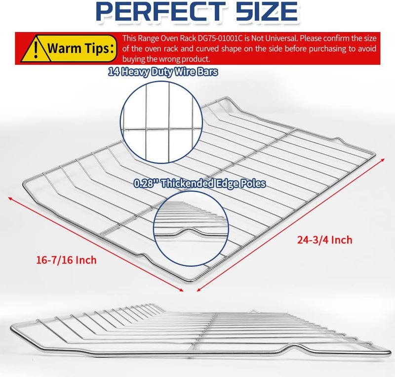 KOZHOM [Upgraded] Range Oven Rack DG75-01001C for Samsung Range/Stove, Rack-Flat, Replaces DG75-01001A, DG75-01001B, DG75-01001D, 24-3/4 x 16-7/16 Inches - Image 4